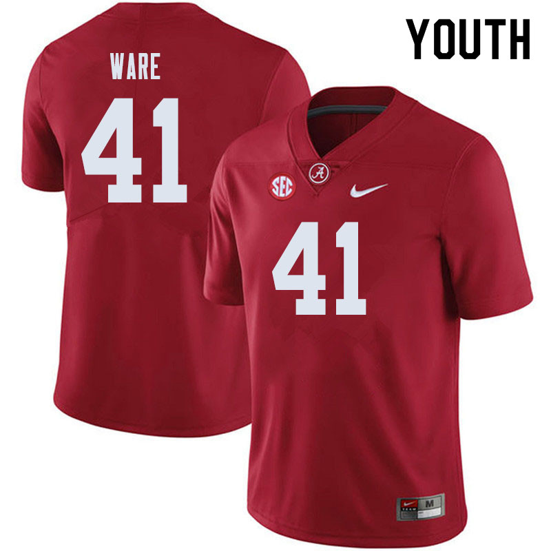Youth #41 Carson Ware Alabama Crimson Tide College Football Jerseys Sale-Crimson - Click Image to Close